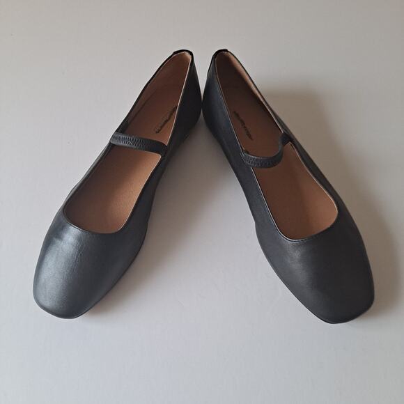NWOB Madewell Greta Leather Mary Jane Ballet Flat Shoes Black Women's Size 8.5M - Picture 3 of 15